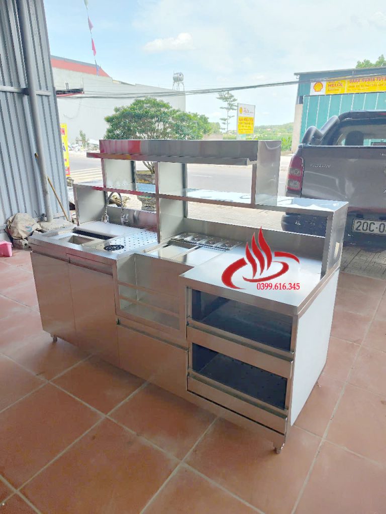 Quầy bar pha chế inox cao cấp dài 1m8 - Bếp Thảo Linh 0399616345
